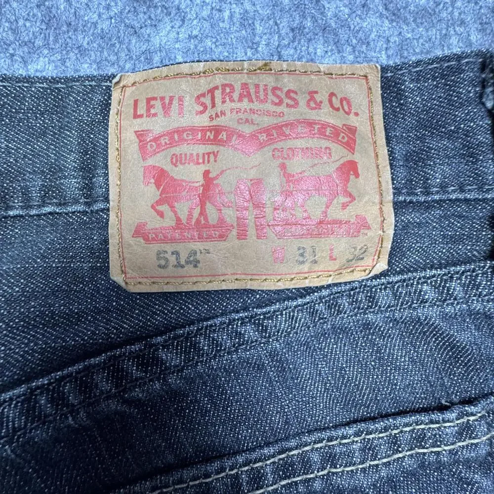 Levi's 514 Jeans Mens 31x31 Charcoal Gray Straight Leg Denim Casual Pants
